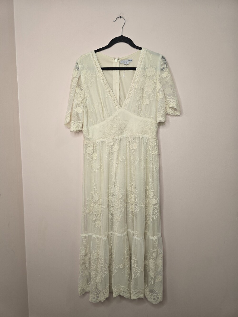 Baltic Born Cream Lace Floral Maxi Dress